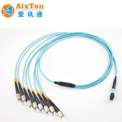 Καλώδιο Patch Fiber 8 12 24 πυρήνων MTP MPO OM3 Υψηλής Πυκνότητας με τυπικούς συνδέσμους RL ≥30dB