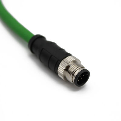 M12 D-Code 4 Pin to RJ45 Connector Ethercat Cable High Flex CAT6 Shielded Waterproof Network Cable
